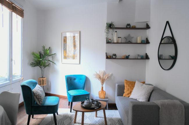 Salon après appartement Paris 5 Réseau HOMESTAGING DECO FRANCE